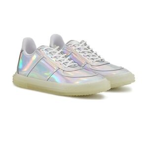 Giuseppe Zanotti $650 Iridescent Leather Sneakers Size 38 (8 Fit Small) Neon